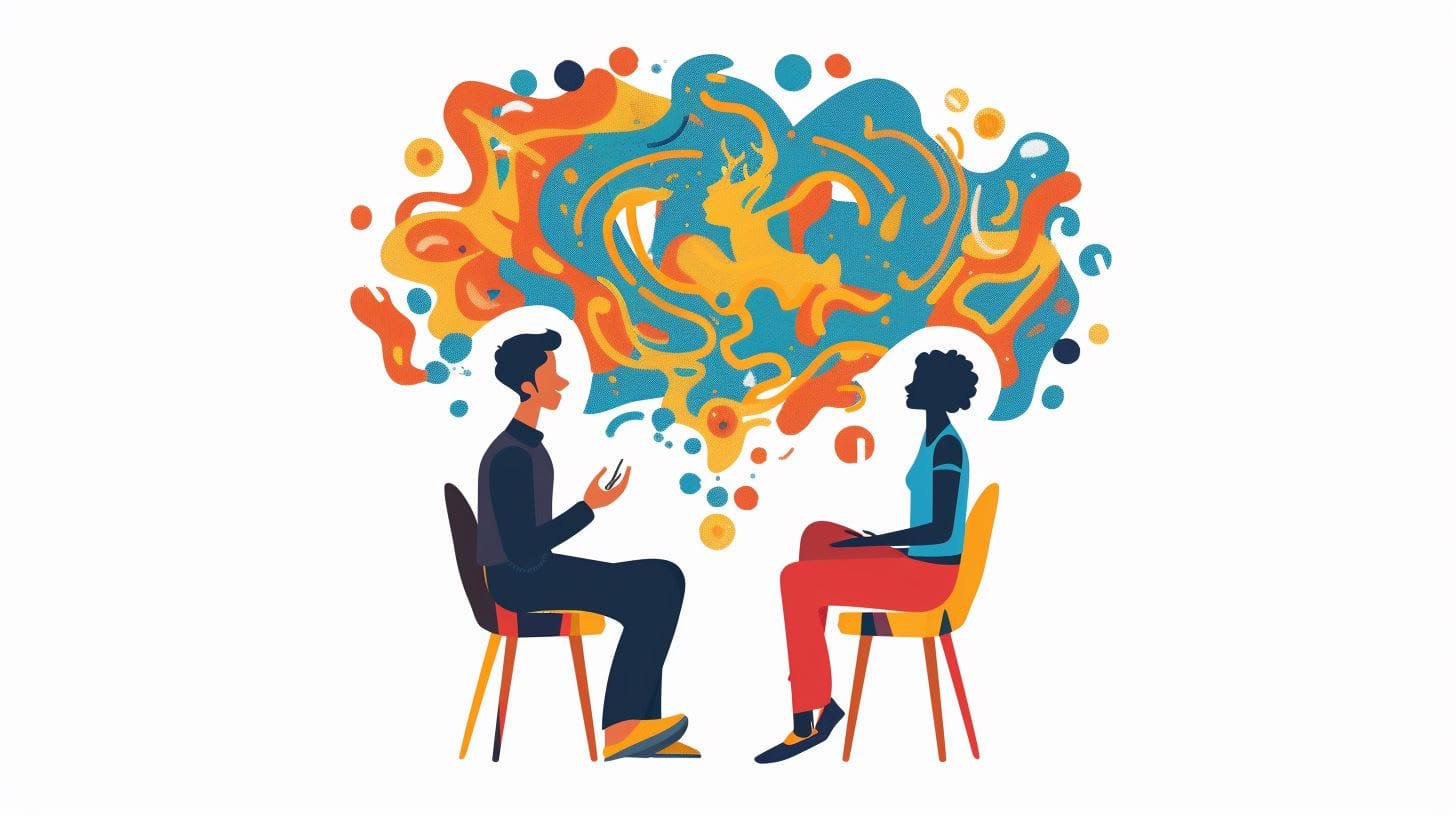 Minimalist vector style image symbolic of talk therapy