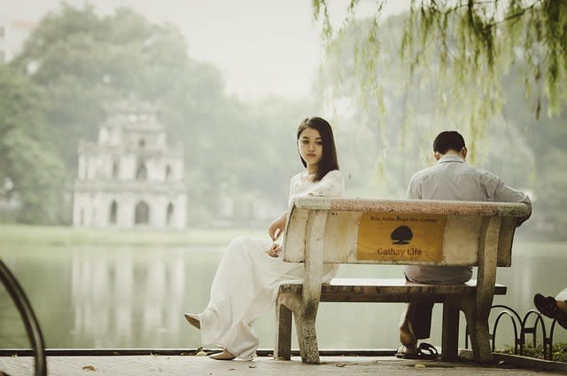 A couple in a serious conversation