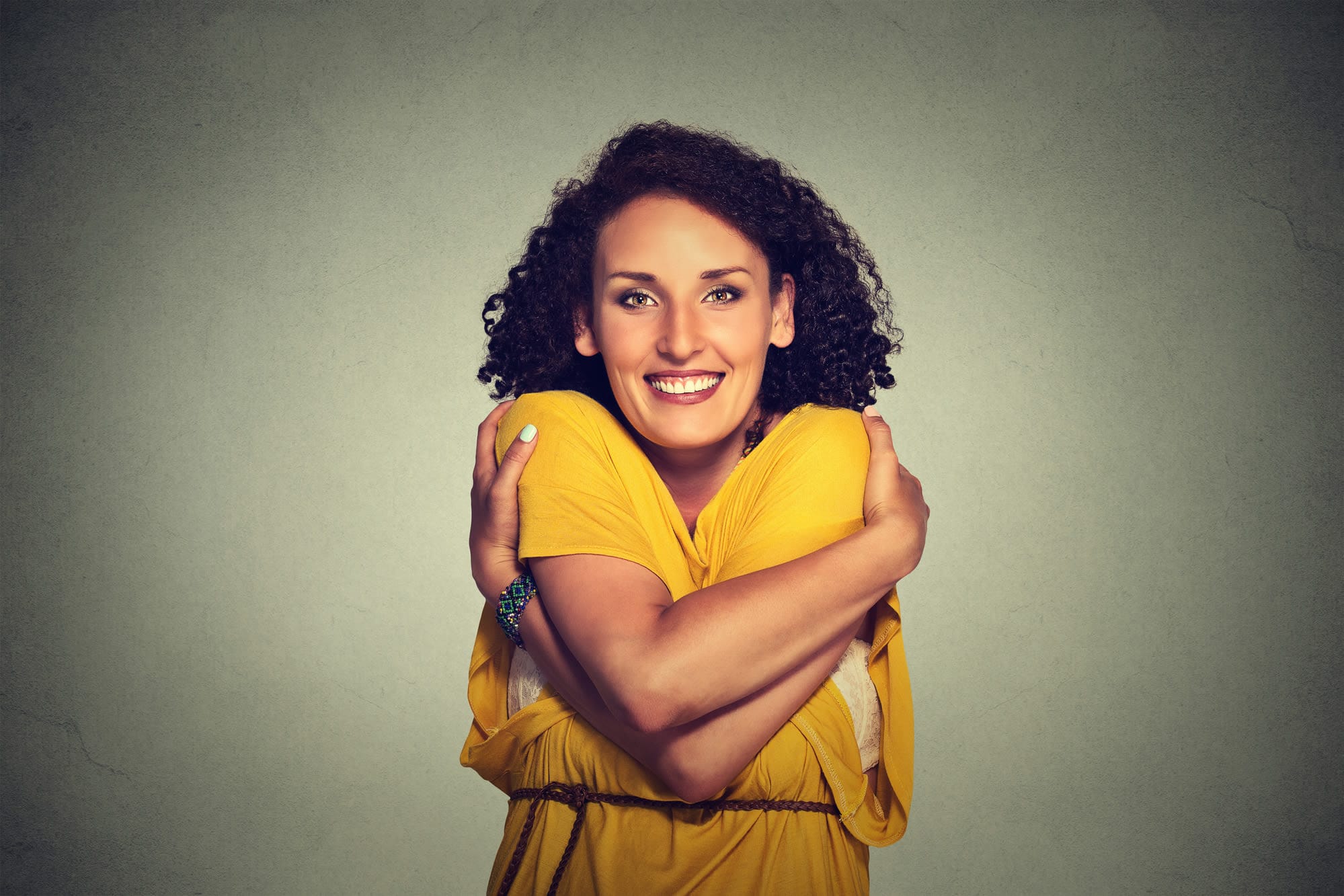 Woman practices self-care