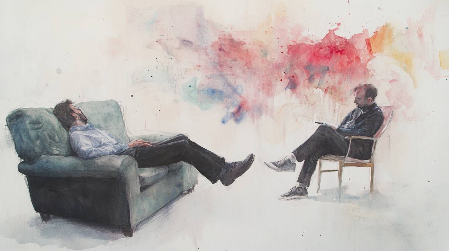 Two people one on sofa and one on chair