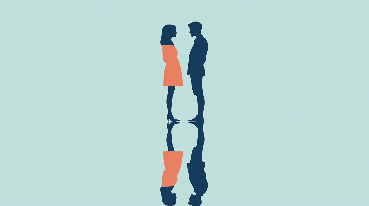 Married couple standing in their reflections