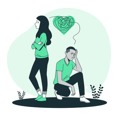 Illustration of a stressed couple
